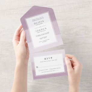 Invitation Tout En Un Mariage Moderne à l'Aquarelle avec Bordure Ombrée