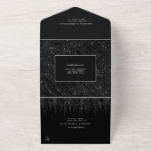 Invitation Tout En Un Mariage Moderne Argent, Noir et Blanc Brillants (Dehors)