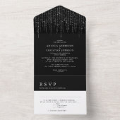 Invitation Tout En Un Mariage Moderne Argent, Noir et Blanc Brillants (À l'intérieur)