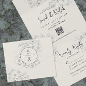 Invitation Tout En Un Mariage moderne avec code QR
