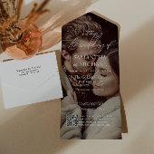 Invitation Tout En Un Mariage moderne avec code QR photo RSVP
