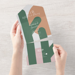 Invitation Tout En Un Mariage Moderne Cactus Soleil Écriture Organique
