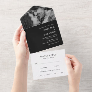 Invitation Tout En Un Mariage Moderne Chelsea Noir