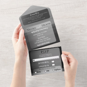 Invitation Tout En Un Mariage Moderne Chic Minimaliste Aquarelle Gris No