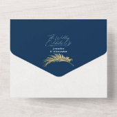 Invitation Tout En Un Mariage moderne Chic Tropical Gold Palm Marine (Verso)