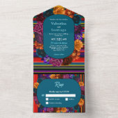 Invitation Tout En Un Mariage moderne de fleurs mexicaines (À l'intérieur)