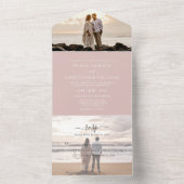 Invitation Tout En Un Mariage moderne Dusty Rose 2 photo RSVP  (À l'intérieur)