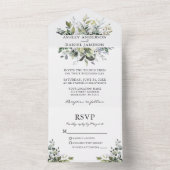 Invitation Tout En Un Mariage moderne Elégant Aquarelle Vert (À l'intérieur)