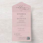 Invitation Tout En Un Mariage moderne Élégant Chic Calligraphie Blush Ro (À l'intérieur)