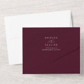 Invitation Tout En Un Mariage moderne Élégant Chic Calligraphie Bourgogn (Verso)