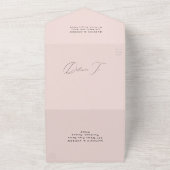Invitation Tout En Un Mariage moderne élégant Monogram Blush (Dehors)