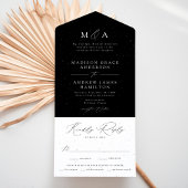 Invitation Tout En Un Mariage moderne élégant noir et blanc