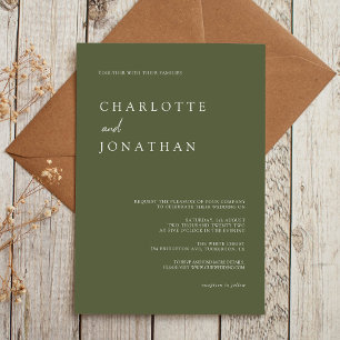 Invitation Tout en un Mariage moderne élégant Olive Green