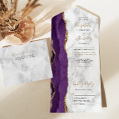 Invitation Tout En Un Mariage moderne en marbre doré violet