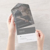 Invitation Tout En Un Mariage moderne et élégant de couverture photo RSV (Déchirure)