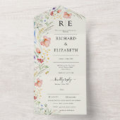 Invitation Tout En Un Mariage moderne Fleur sauvage minimal élégant (À l'intérieur)