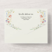 Invitation Tout En Un Mariage moderne Fleur sauvage minimal élégant (Verso)