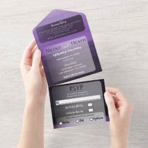 Invitation Tout En Un Mariage Moderne Minimaliste Aquarelle Tons Violets