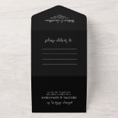 Invitation Tout En Un Mariage moderne minimaliste noir (Dehors)