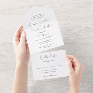 Invitation Tout En Un Mariage moderne noir et blanc propre