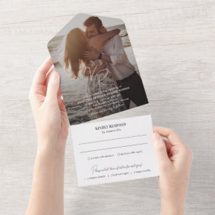 Invitation Tout En Un Mariage moderne photo noir et blanc chic