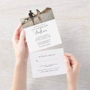 Invitation Tout En Un Mariage Moderne Photo Romantique