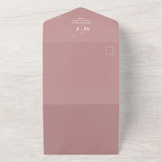 Invitation Tout En Un Mariage moderne QR Code Rose RSVP (Dehors)