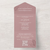 Invitation Tout En Un Mariage moderne QR Code Rose RSVP (À l'intérieur)
