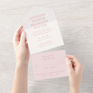 Invitation Tout En Un Mariage Moderne Rose Élégant