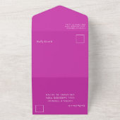 Invitation Tout En Un Mariage moderne rose vif et marbre Turquoise (Dehors)