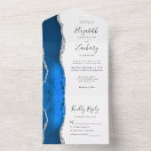 Invitation Tout En Un Mariage moderne Royal Blue Silver Agate (À l'intérieur)