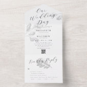 Invitation Tout En Un Mariage Moderne Simple Botanique Chic QR Code (À l'intérieur)