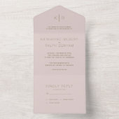 Invitation Tout En Un Mariage moderne simple rose beige (À l'intérieur)