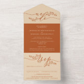 Invitation Tout En Un Mariage moderne Terracotta Tons de terre (À l'intérieur)