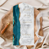 Invitation Tout En Un Mariage moderne Turquoise Or Agate Marbre