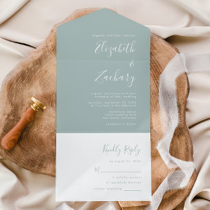 Invitation Tout En Un Mariage Moderne Verre de Mer Minimaliste
