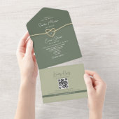 Invitation Tout En Un Mariage moderne vert olive (Déchirure)