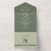 Invitation Tout En Un Mariage moderne vert olive (À l'intérieur)