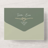 Invitation Tout En Un Mariage moderne vert olive (Verso)