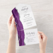 Invitation Tout En Un Mariage Moderne Violet Argent Agate (Déchirure)