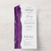 Invitation Tout En Un Mariage Moderne Violet Argent Agate (À l'intérieur)