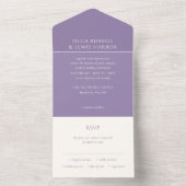 Invitation Tout En Un Mariage moderne violet simple (À l'intérieur)