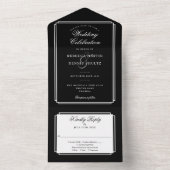 Invitation Tout En Un Mariage Monogramme Classique Noir Et Blanc (À l'intérieur)
