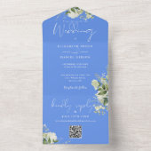 Invitation Tout En Un Mariage Monogramme Code QR de la verdure du Bleu d (À l'intérieur)