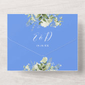 Invitation Tout En Un Mariage Monogramme Code QR de la verdure du Bleu d (Verso)