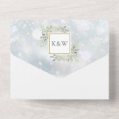 Invitation Tout En Un Mariage Monogramme de verdure des neiges d'hiver (Verso)