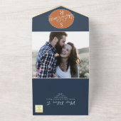 Invitation Tout En Un Mariage Monogramme En Terracotta Tout En Un (Dehors)