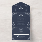 Invitation Tout En Un Mariage Monogramme et flèches de marine (À l'intérieur)