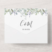 Invitation Tout En Un Mariage Monogramme Floral Green Script (Verso)