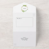 Invitation Tout En Un Mariage Monogramme géométrique Cristal vert (Dehors)